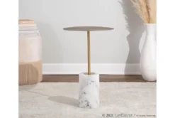 Gold Metal And White Marble Side Table -Furniture Store 313744 gold metal chairside table room 85