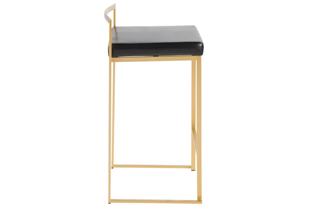 Ian Black Faux Leather Low Back Counter Stool Set Of 2 6 Ian Black Faux Leather Low Back Counter Stool Set Of 2 - Image 4