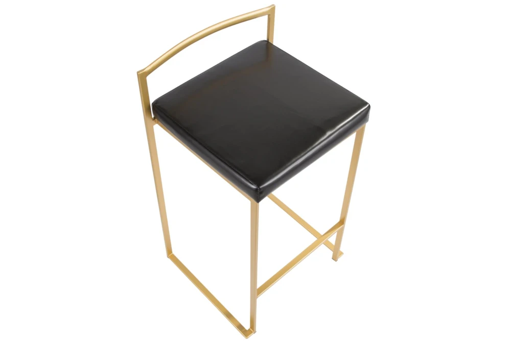 Ian Black Faux Leather Low Back Counter Stool Set Of 2 7 Ian Black Faux Leather Low Back Counter Stool Set Of 2 - Image 5