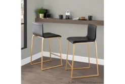 Cara Gold Metal And Black Faux Leather Counter Stool Set Of 2 -Furniture Store 314323 black faux leather counter height stool room 85