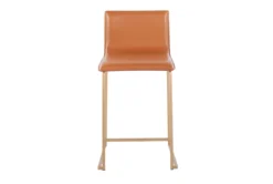 Cara Gold Metal And Carmel Faux Leather Counter Stool Set Of 2 13 Cara Gold Metal And Carmel Faux Leather Counter Stool Set Of 2 -Furniture Store 314324 brown faux leather counter height stool front 02