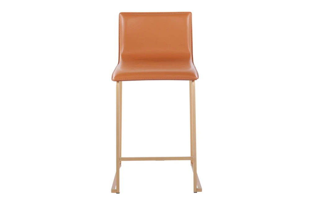Cara Gold Metal And Carmel Faux Leather Counter Stool Set Of 2 7 Cara Gold Metal And Carmel Faux Leather Counter Stool Set Of 2 - Image 5