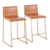 Cara Gold Metal And Carmel Faux Leather Counter Stool Set Of 2
