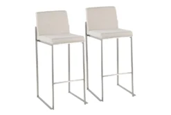 Ian Beige Fabric High Back Barstool Set Of 2