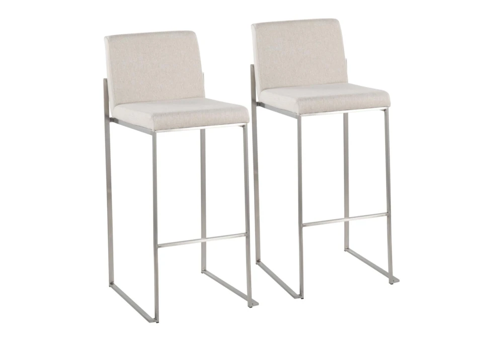 Ian Beige Fabric High Back Barstool Set Of 2 3 Ian Beige Fabric High Back Barstool Set Of 2