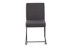 Ian Charcoal Fabric Black Steel Dining Chair Set Of 2 -Furniture Store 314380 grey polyester dining chair front 02
