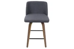 Tori Walnut And Blue Fabric Counter Stool Set Of 2 -Furniture Store 314404 blue polyester counter height stool front 02