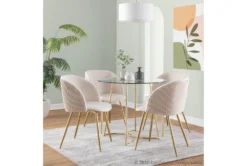 Emma Gold Steel With Clear Glass Top 35" Dining Table -Furniture Store 314432 gold metal dining table room 85