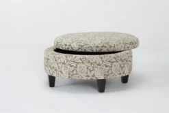 Perch II Fabric Penelope Herb Medium Round Storage Ottoman -Furniture Store 314879 green fabric ottoman detail 44