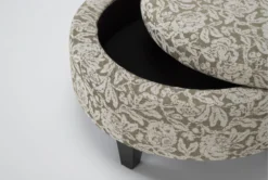 Perch II Fabric Penelope Herb Medium Round Storage Ottoman -Furniture Store 314879 green fabric ottoman detail 45