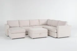 Basil Porcelain 125" Piece Sectional With Left Arm Facing Chaise & Ottoman
