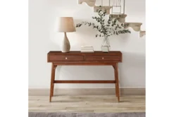 Leslie Mid-Century Console Table With Drawers -Furniture Store 317529 brown wood sofa table room 85