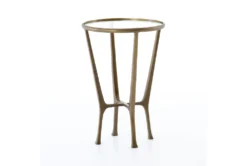 Brass Accent Table With Round Glass Top