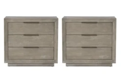 Pierce Natural 3 Drawer Nightstand With USB & Power Outlets Set Of 2