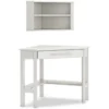 Highline White L-Shaped Desk And Wall Shelf -Furniture Store 318594 white wood desk and hutch set signature 01