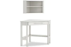 Highline White L-Shaped Desk And Wall Shelf