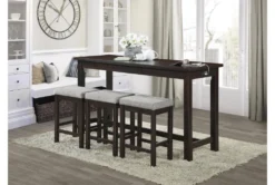 Stacy Brown 67" Counter Set For 3 -Furniture Store 318605 brown wood counter height set room 86