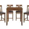 Zally 36" Counter Set For 4 -Furniture Store 318606 brown wood counter height set signature 01 1