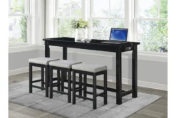 Stacy Black 67" Counter Set For 4 -Furniture Store 318743 black wood counter height set room 85