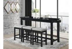 Stacy Black 67" Counter Set For 4 -Furniture Store 318743 black wood counter height set room 87