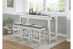 Stacy White 67" Counter Set For 3 -Furniture Store 319144 white wood counter height set room 85