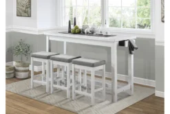 Stacy White 67" Counter Set For 3 -Furniture Store 319144 white wood counter height set room 86