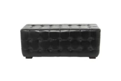 48" Black Leather & Teak Wood Bench -Furniture Store 320249 black wood bench material 76