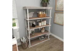 64" Brown Wood Farmhouse Shelving Unit -Furniture Store 320262 brown mdf bookcase room 89