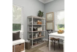 64" Brown Wood Farmhouse Shelving Unit -Furniture Store 320262 brown mdf bookcase room 94