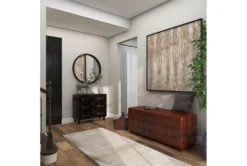 48" Brown Leather & Teak Wood Bench 21 48" Brown Leather & Teak Wood Bench -Furniture Store 320333 brown wood bench room 87