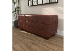 48" Brown Leather & Teak Wood Bench 22 48" Brown Leather & Teak Wood Bench -Furniture Store 320333 brown wood bench room 88