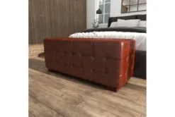 48" Brown Leather & Teak Wood Bench 25 48" Brown Leather & Teak Wood Bench -Furniture Store 320333 brown wood bench room 91