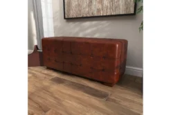 48" Brown Leather & Teak Wood Bench 26 48" Brown Leather & Teak Wood Bench -Furniture Store 320333 brown wood bench room 92
