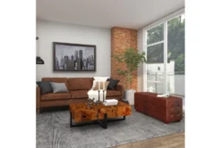 48" Brown Leather & Teak Wood Bench 29 48" Brown Leather & Teak Wood Bench -Furniture Store 320333 brown wood bench room 95