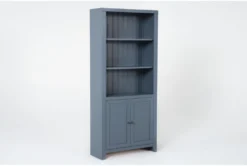 Westlawn 72" Blue Bookcase With Doors -Furniture Store 320494 blue wood bookcase side 18