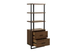 Don 69" Mid-Century Modern Bookcase With Drawers -Furniture Store 320674 brown wood bookcase detail 44