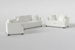 Kiara II Queen Sleeper/Loveseat/Chair Set -Furniture Store 321056 white fabric living room set side 18