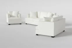 Kiara II Queen Sleeper/Loveseat/Chair Set -Furniture Store 321056 white fabric living room set side 20