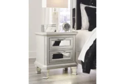 Lydia White 2 Drawer Nightstand With USB & Led Light -Furniture Store 321292 white wood nightstand room 85