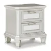 Lydia White 2 Drawer Nightstand With USB & Led Light