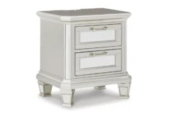 Lydia White 2 Drawer Nightstand With USB & Led Light