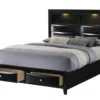 Faron Black King Bookcase Bed With Storage & LED Lighting