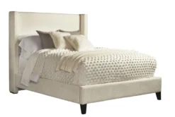 Furniture Store 18 Alena Beige Queen Upholstered Shelter Bed