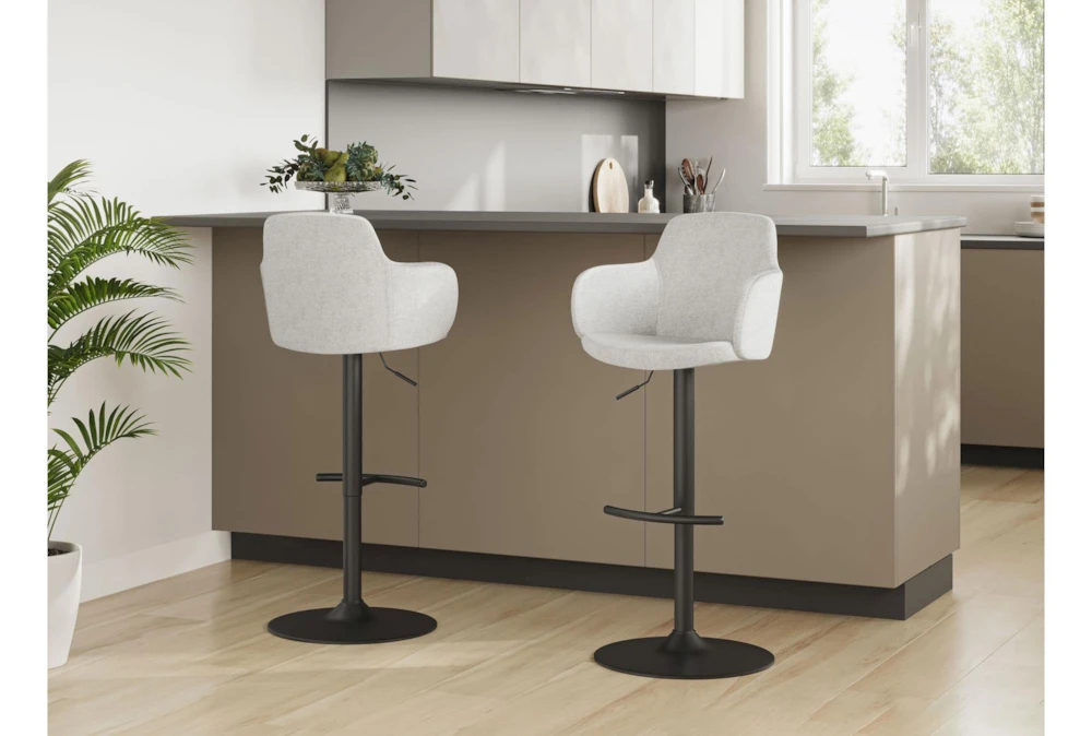 Bane Light Grey Upholstered Bar Stool Set Of 2 12 Bane Light Grey Upholstered Bar Stool Set Of 2 - Image 10