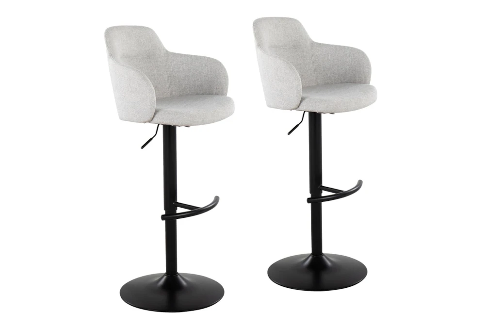 Bane Light Grey Upholstered Bar Stool Set Of 2 3 Bane Light Grey Upholstered Bar Stool Set Of 2