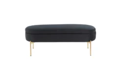 48" Black Velvet + Gold Metal Legs Storage Bench 20 48" Black Velvet + Gold Metal Legs Storage Bench -Furniture Store 326523 black velvet storage bench back 83