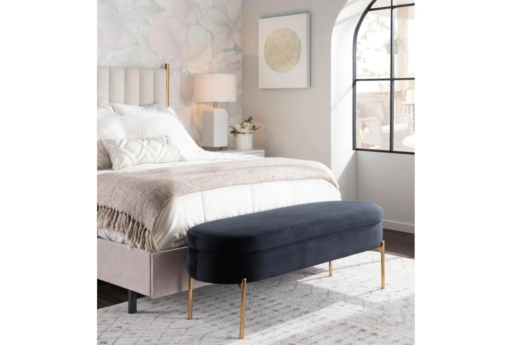 48" Black Velvet + Gold Metal Legs Storage Bench 11 48" Black Velvet + Gold Metal Legs Storage Bench - Image 9
