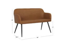 44" White Faux Leather High Back Bench + Black Steel Legs -Furniture Store 326541 white polyester bench detail 45