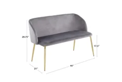46" Cream Velvet Bench With Gold Metal Legs -Furniture Store 326547 white velvet bench detail 44