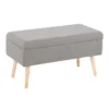 31" Grey Storage Bench With Natural Wood Legs 2 31" Grey Storage Bench With Natural Wood Legs -Furniture Store 326554 grey polyester bench signature 01